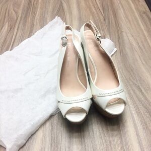 Daphne Cream Peep Toe Slingback Heels